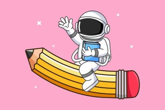 Astronaut on a Pencil Soaring: Merging Creativity, Education, and Space Exploration in Modern Design