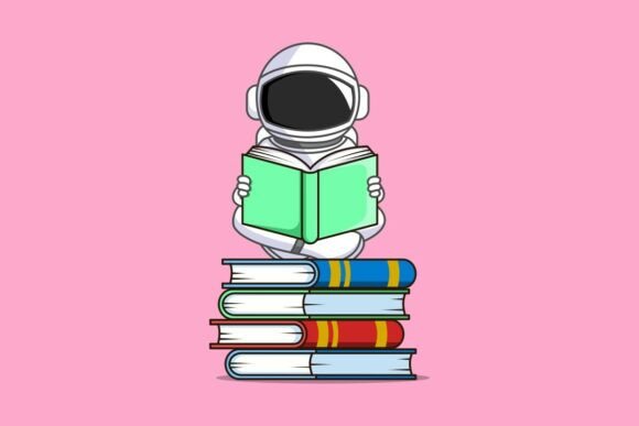 Astronaut Reading on Books Educational: A Fun Fusion of Space and Learning