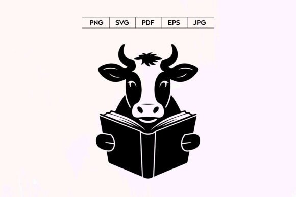 Cow Reading Book Silhouette: A Playful Symbol of Learning