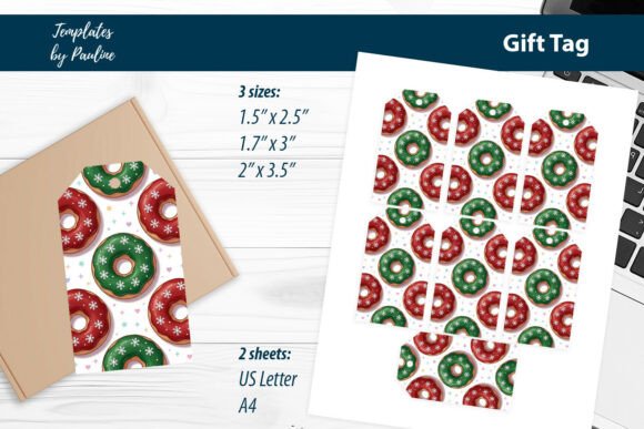 Donut Christmas Gift Tags Print and Cut