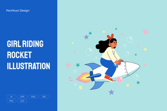 Girl Riding Rocket Illustration: A Creative Resource for Imagination and Design