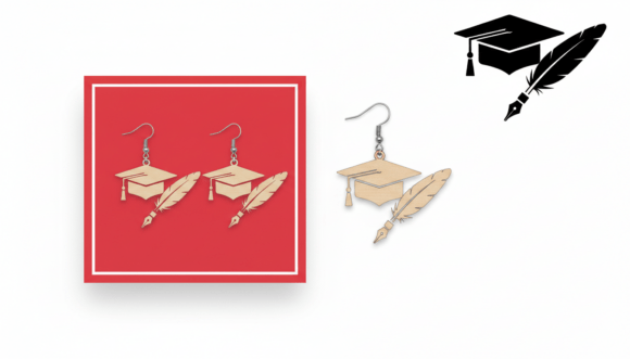 Graduation Cap Feather Pen Earring Laser: A Symbol of Achievement for Makers