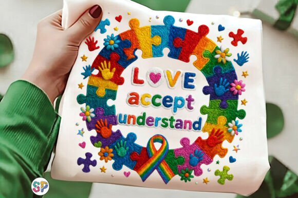 Retro Autism Bow Design PNG for Creative Projects